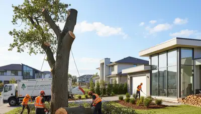 Professional landscaper trimming trees and shaping yard in Greenville, NC for ChopRop Tree services