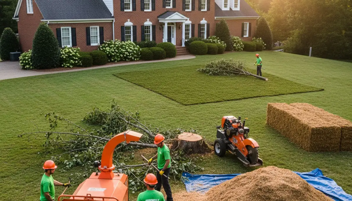 Greenville NC yard after professional tree removal and stump grinding cleanup by Chop Chop Tree crew