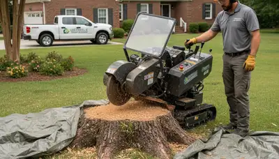 Professional stump grinding equipment for tree removal in Greenville, NC landscaping projects