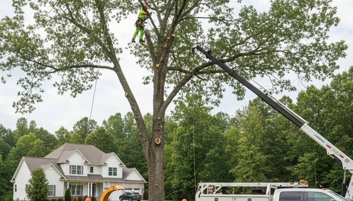 Professional tree removal service team working safely in Greenville, NC