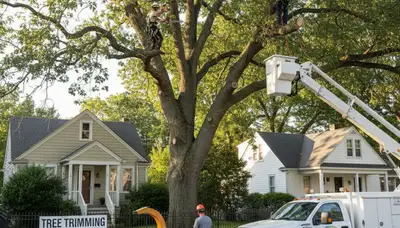 Professional tree removal service in Greenville NC safely cutting and clearing large trees